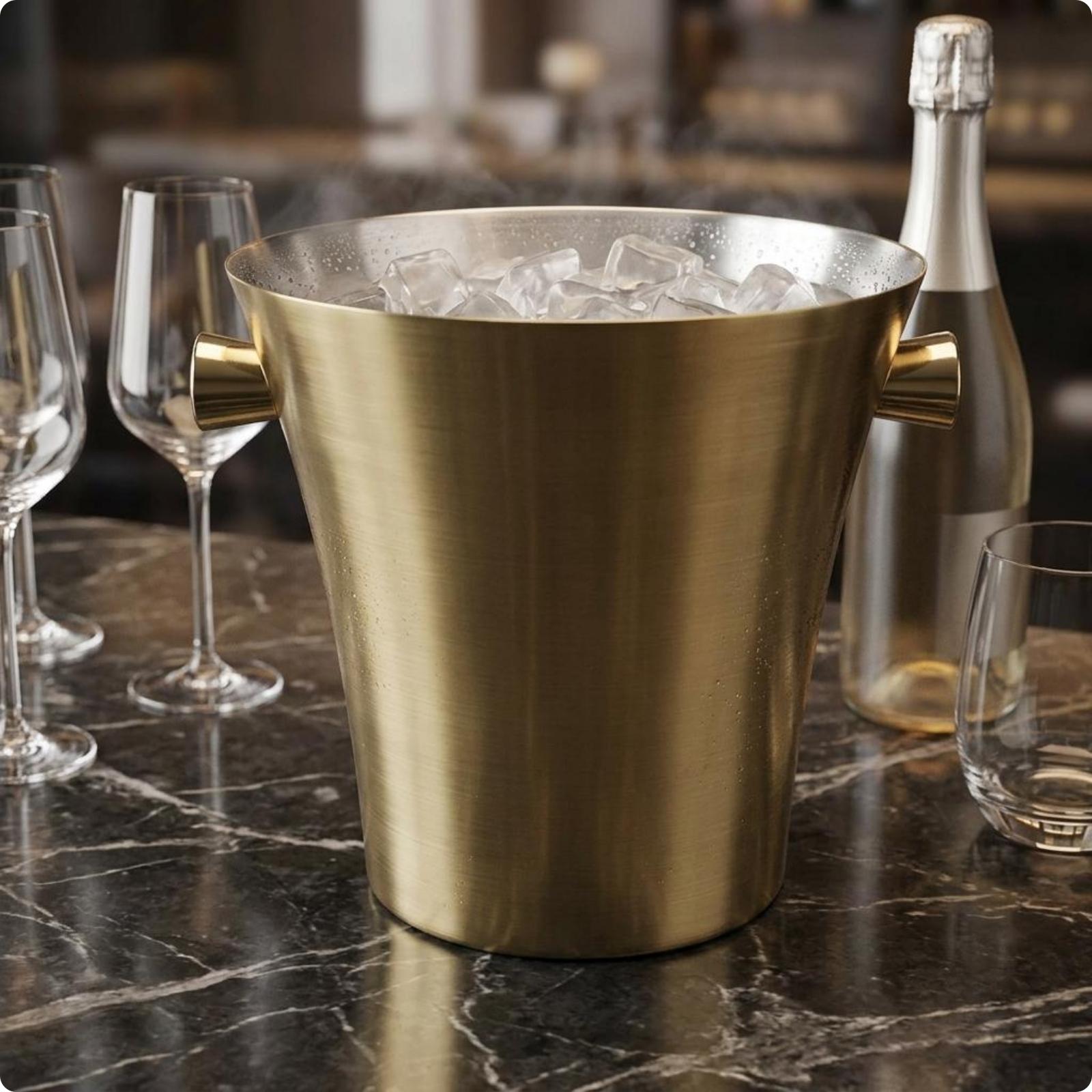 Ice Bucket Silver - Pojemnik na lód ze stali nierdzewnej,