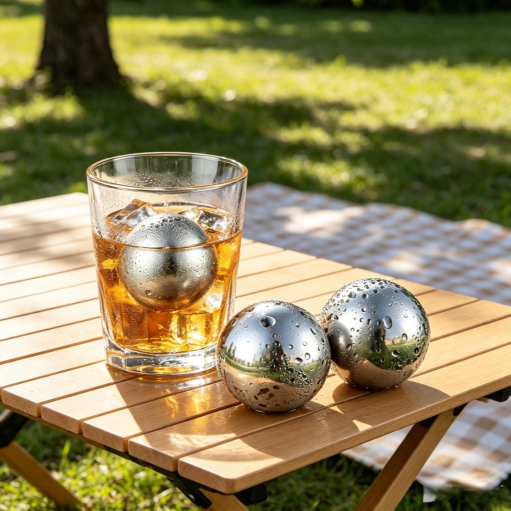 Ice Bucket Silver - Wielorazowe kostki lodu i metalowe kamienie